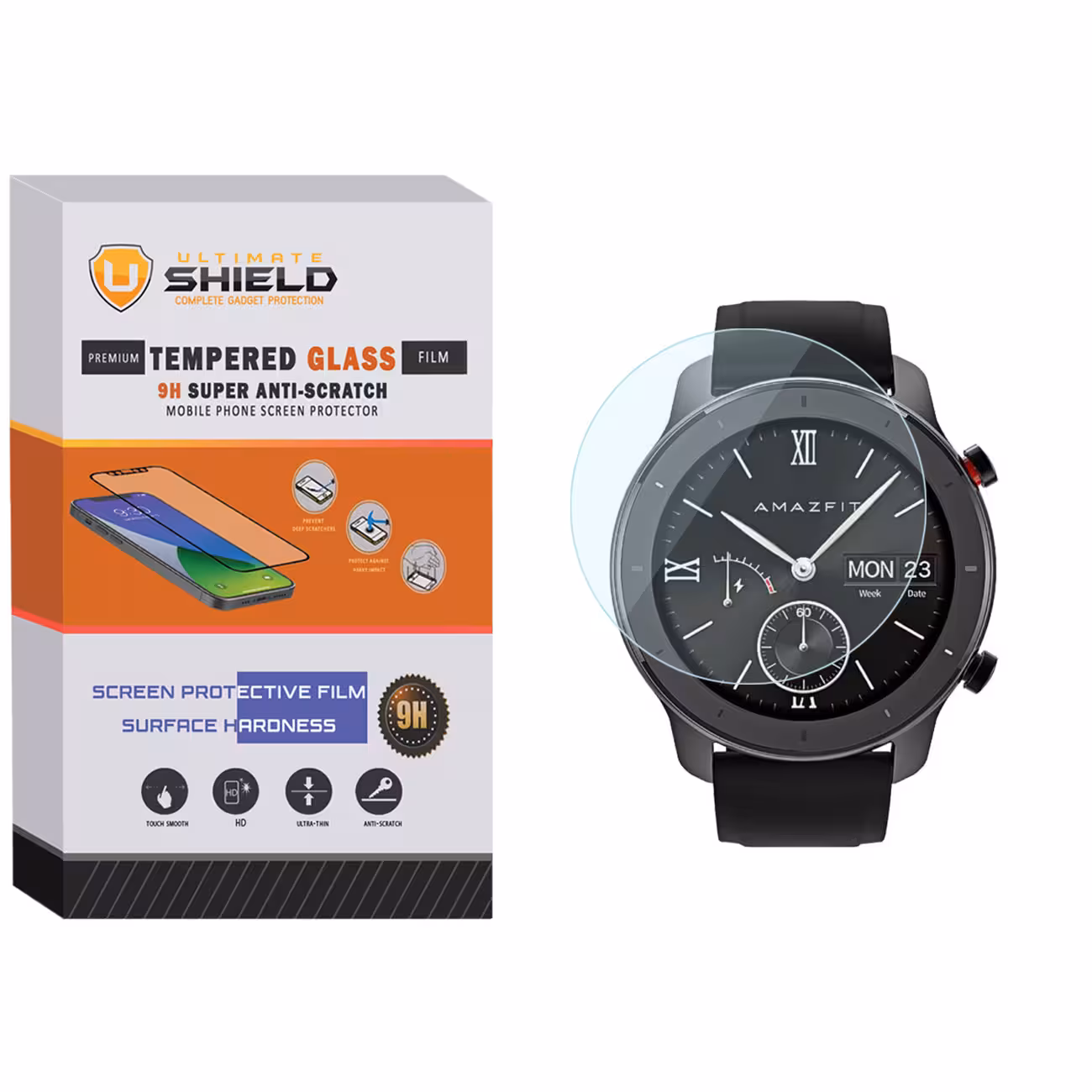 محافظ صفحه نمایش شیشه ای آلتیمیت شیلد مدل SH-UL مناسب برای ساعت هوشمند آمازفیت GTR 42mm