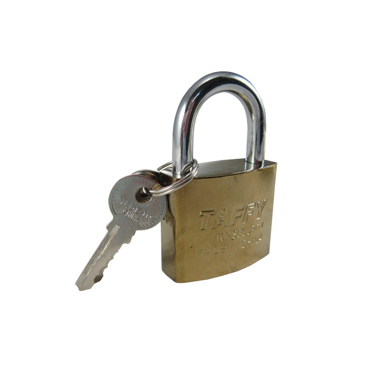 قفل آویز سایز 50 طرح برنجی 3 کلید معمولی  TAFFY