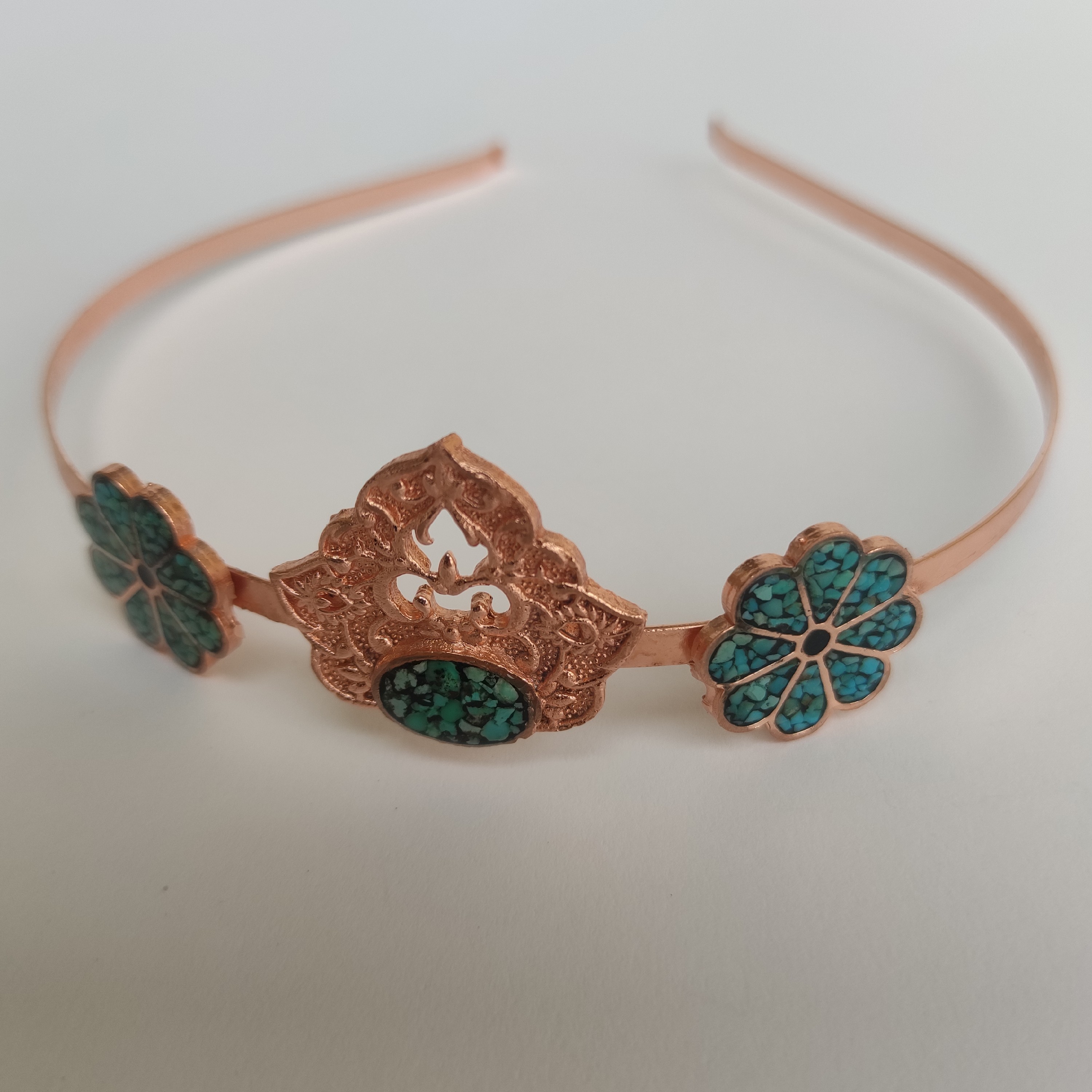 تل مو فیروزه کوب تلفیق مس و سنگ فیروزه رنگ ثابت فاقدحساسیت