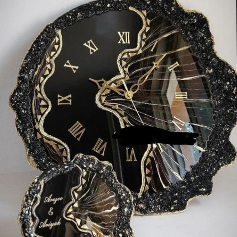 ساعت دیواری مشکی طلائی (پس کرایه)