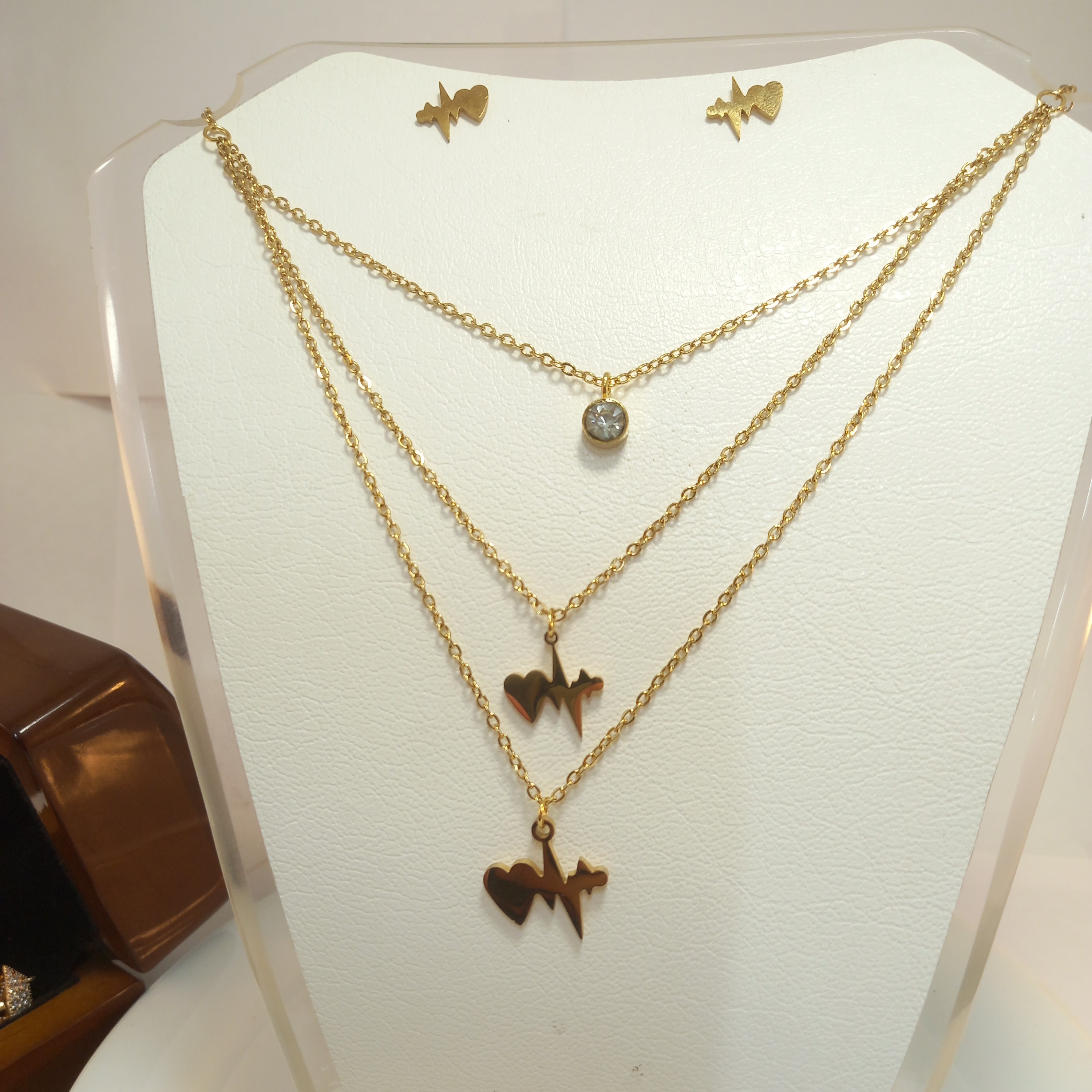 نیم ست استیل طرح ضربان قلب،رنگ ثابت