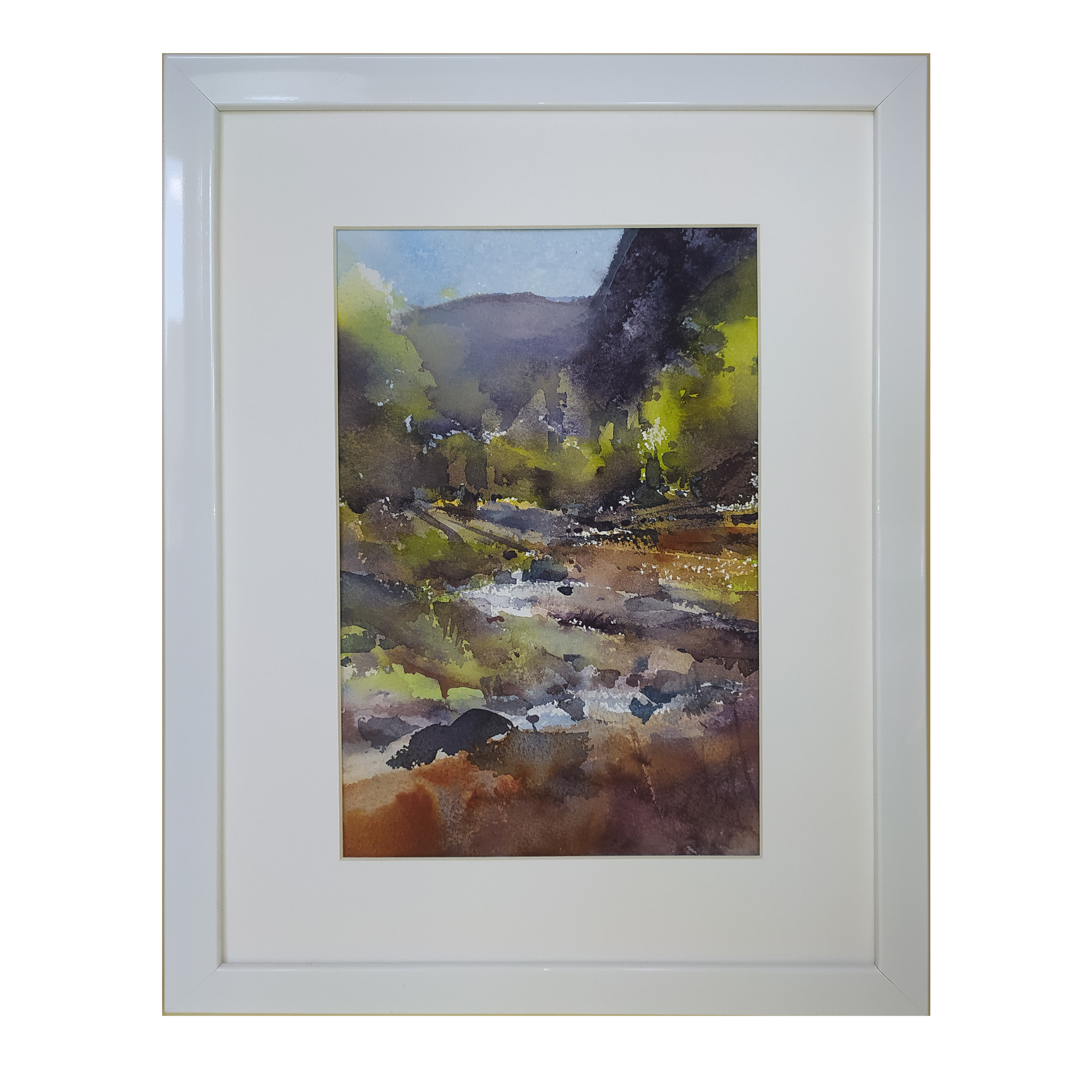 تابلو نقاشی آبرنگ طرح رودخانه و کوهستان کد 12