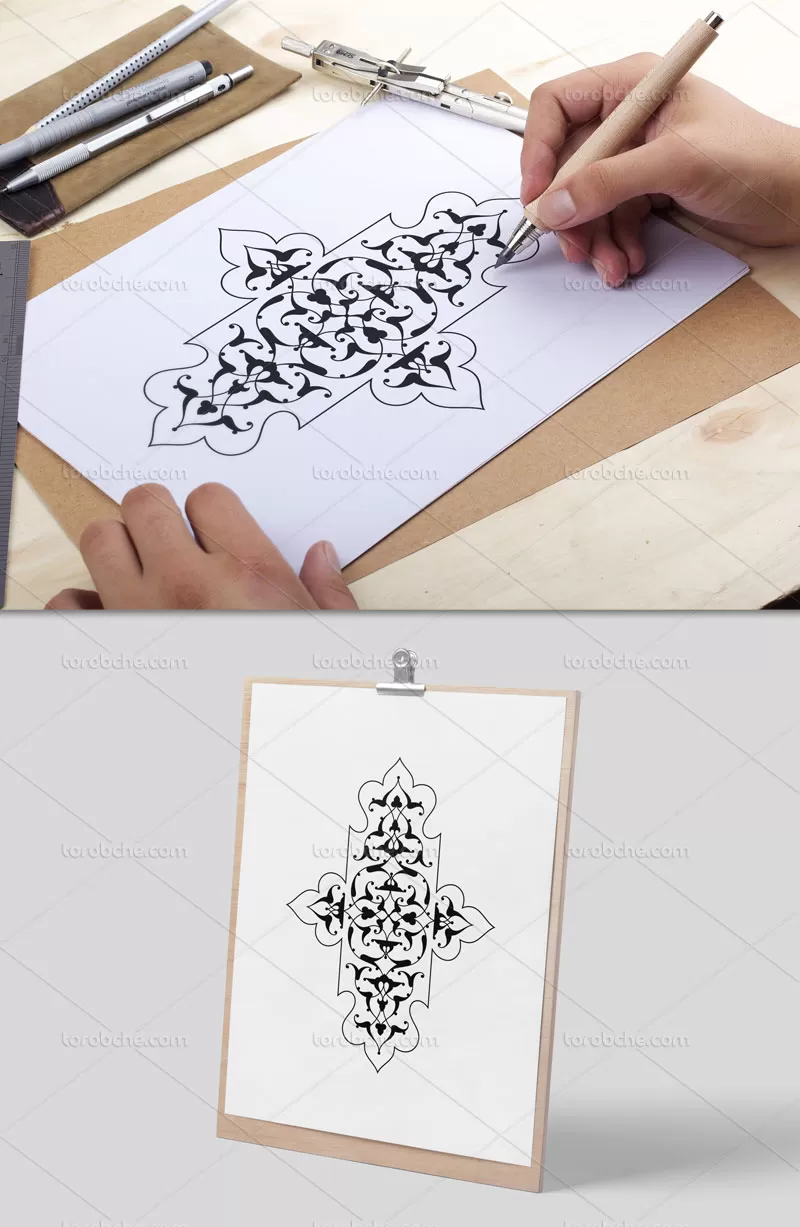 وکتور اسلیمی طرح ترنج مشکی | گرافیک با طعم تربچه