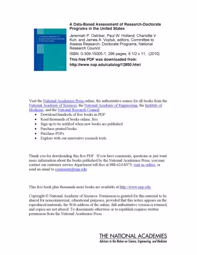 خرید و دانلود نسخه کامل کتاب Data-based Assessment of Research-doctorate Programs in the United States