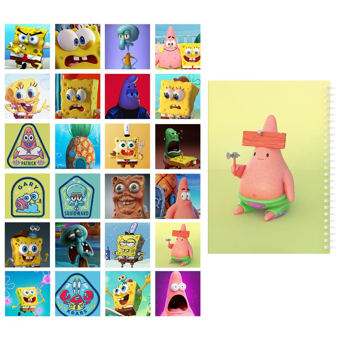     دفتر مشق باژیکان طرح باب اسفنجی کد 20214059 به همراه فتوکارت مجموعه 24 عددی