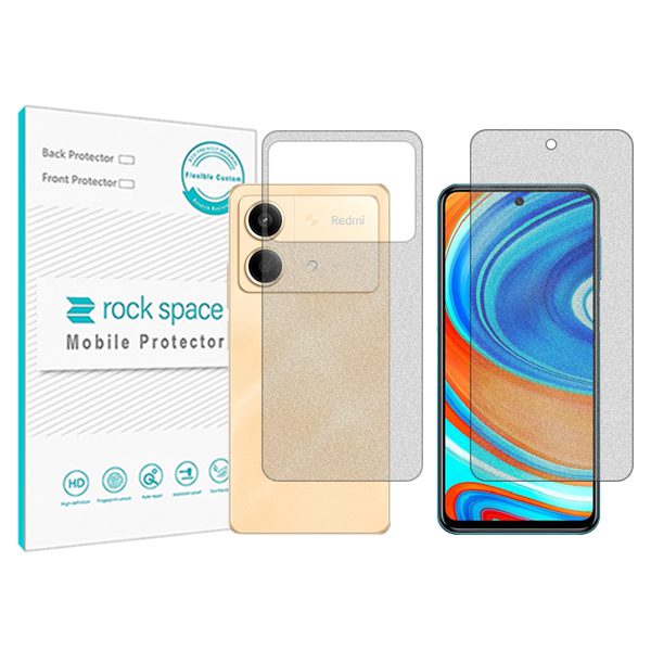 گلس صفحه نمایش و پشت گوشی شیائومی Redmi Note 13R Pro مدل نانو هیدروژل مات برند راک اسپیس کدSS