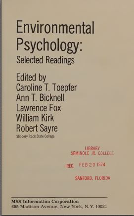 [PDF] دانلود کتاب Environmental Psychology - Selected Readings, 1972