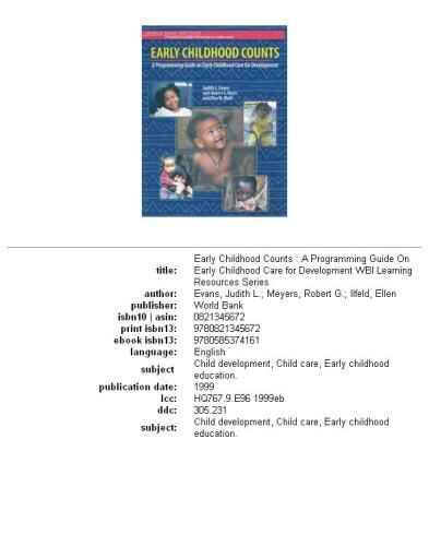 خرید و دانلود نسخه کامل کتاب Early childhood counts: a programming guide on early childhood care for development