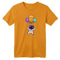 تی شرت آستین کوتاه بچگانه مدل فضانورد کد 13 رنگ پرتقالی