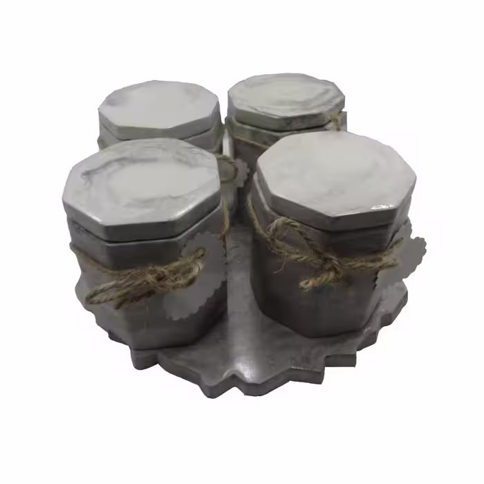 جای ادویه 4 پارچه طرح سنگی کد 667 به همراه سینی