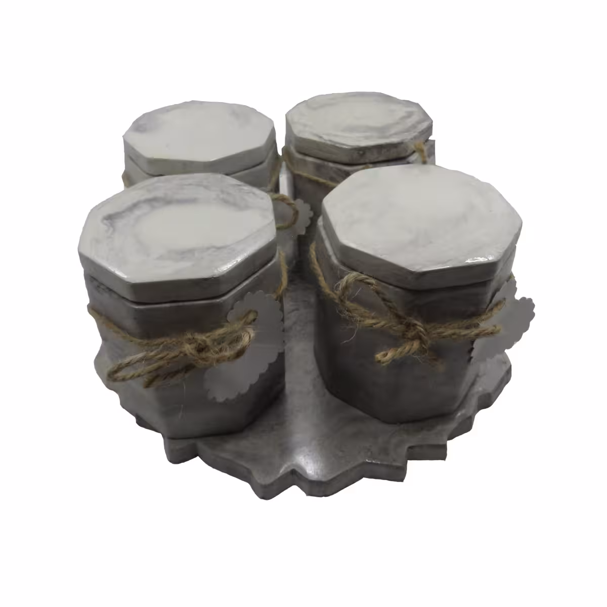 جای ادویه 4 پارچه طرح سنگی کد 667 به همراه سینی