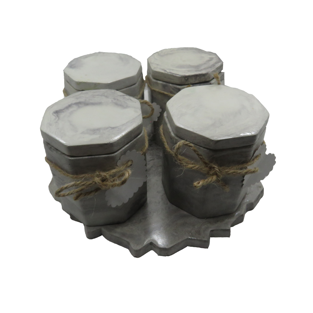جای ادویه 4 پارچه طرح سنگی کد 667 به همراه سینی