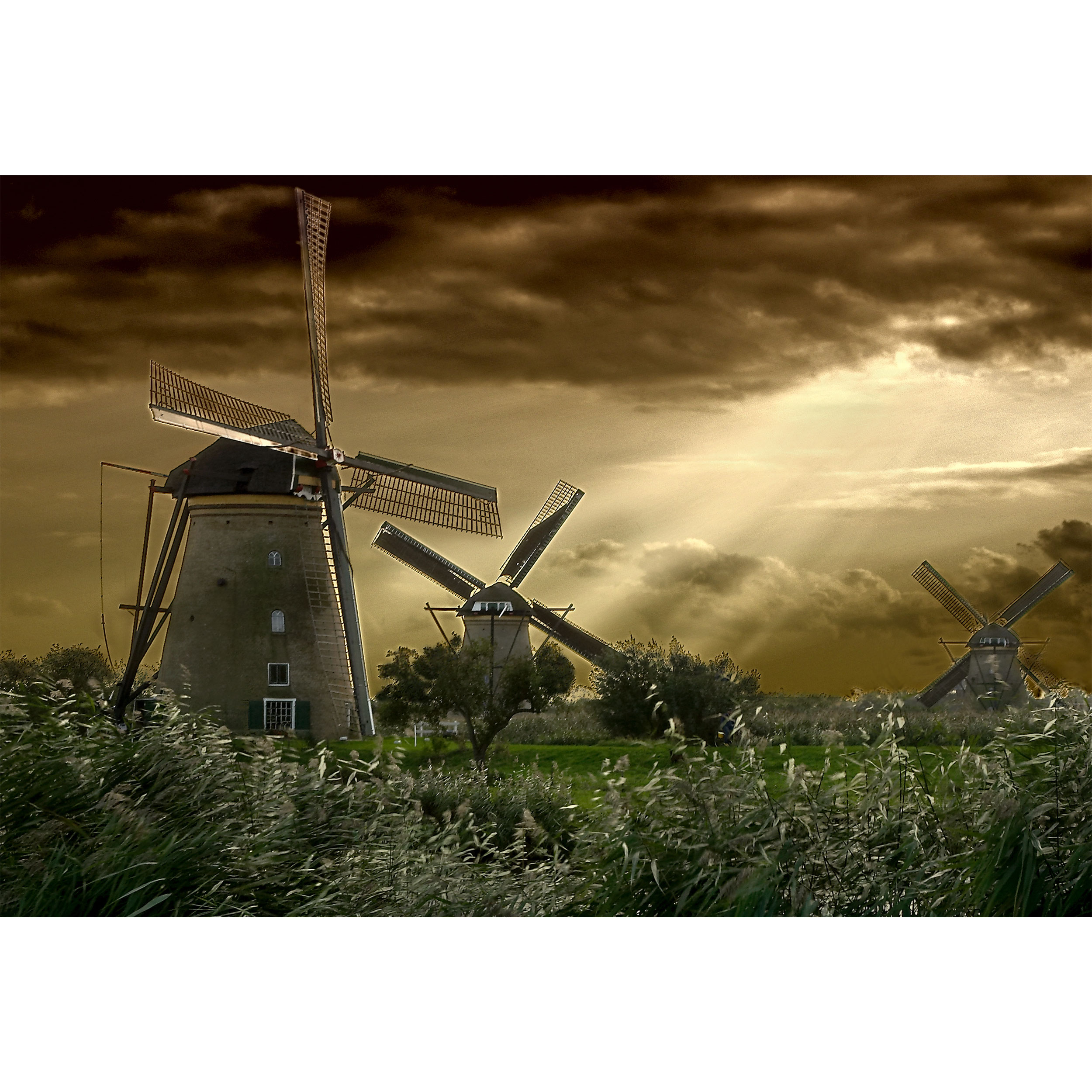 تابلو شاسی مدل آسیاب بادی و غروب آفتاب T7076