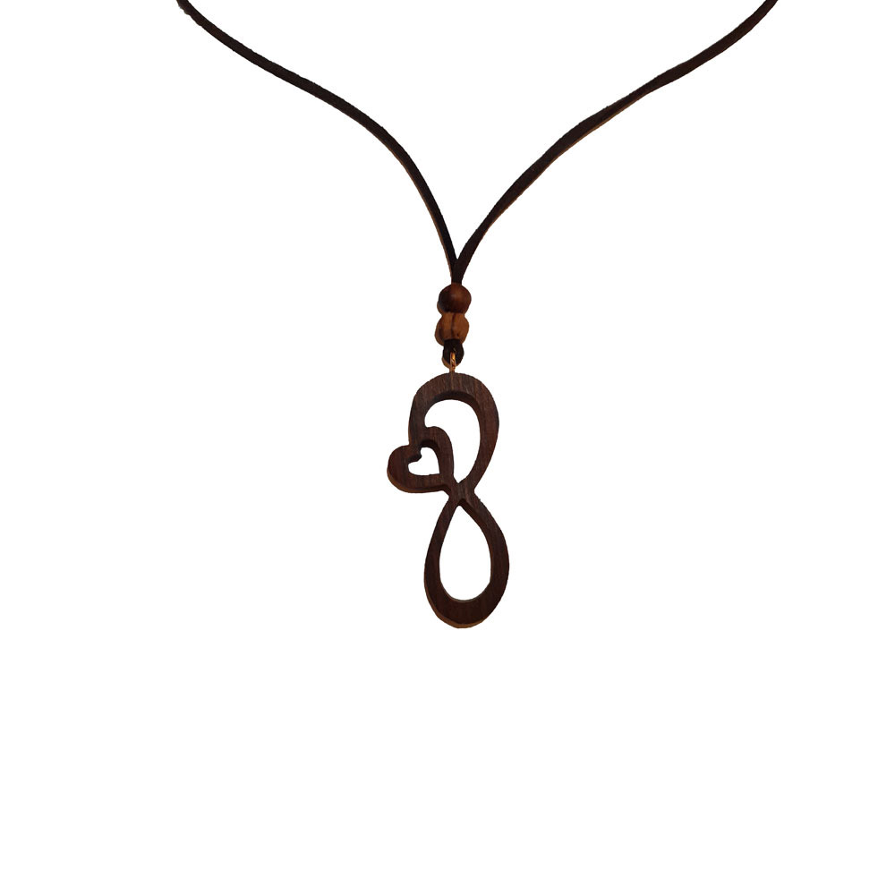 گردنبند مدل چوبی طرح قلب بینهایت کد 077