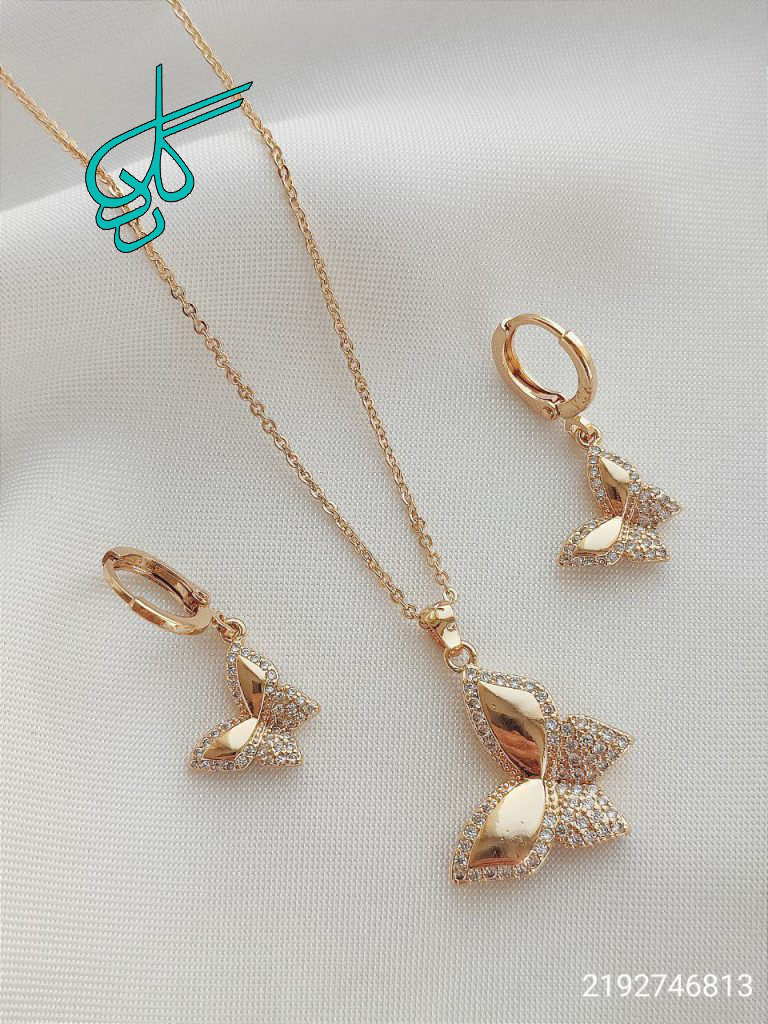 خرید نیم ست نگین دار مارک YSX طرح پروانه رنگ ثابت ضد حساسیت کیفیت عالی کد 1715302 - ردگل