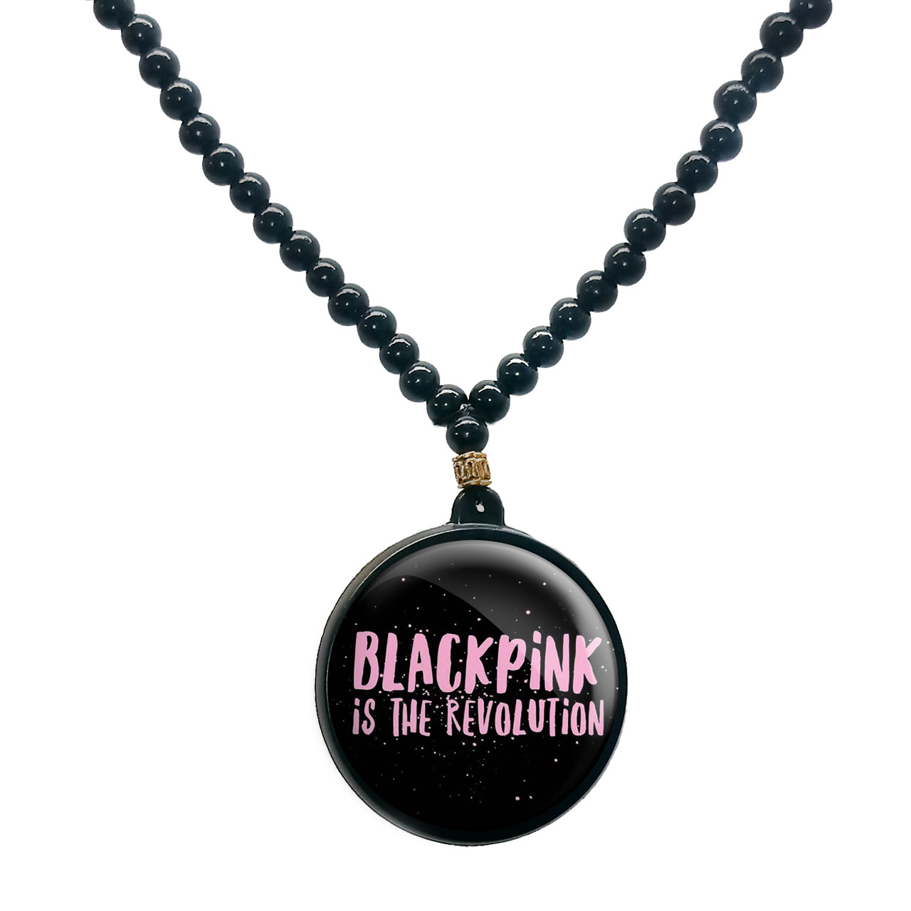 گردنبند پرمانه طرح بلک پینک کد pmd.2482 مدل دو طرفه