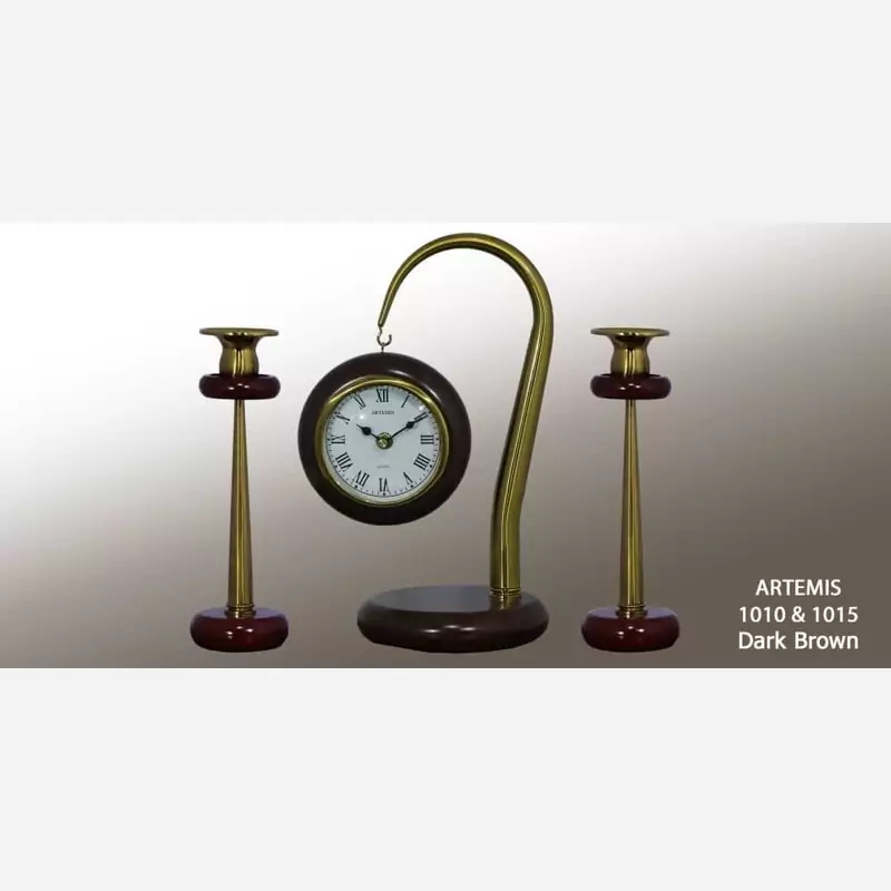 ست ساعت و شمعدان آرتمیس کد 1010 و 1015 Dark Brown قهوه ای تیره