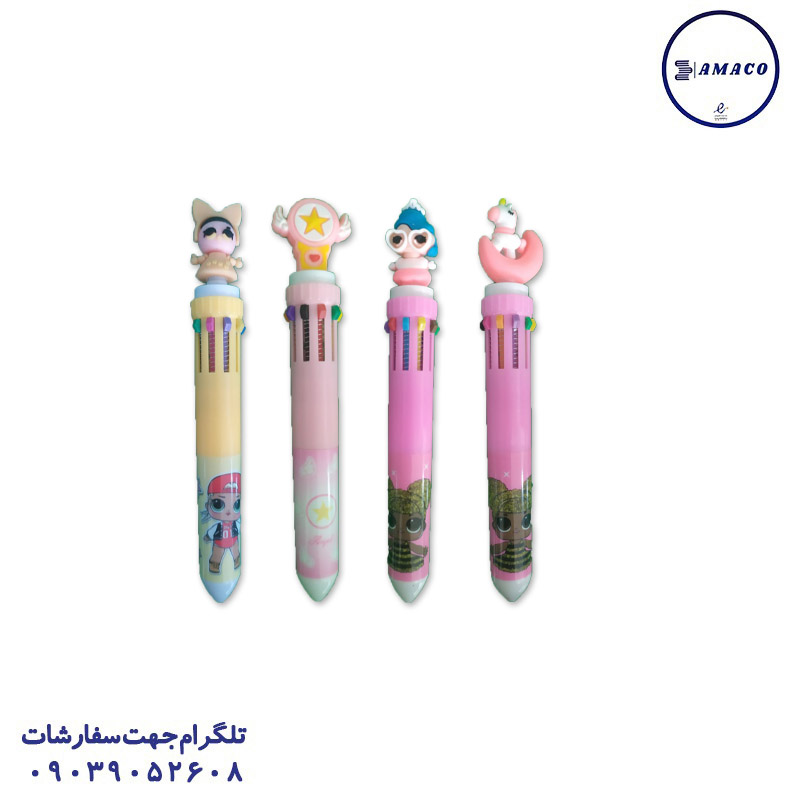 خودکار فانتزی فشاری 10 رنگ سر سیلیکونی