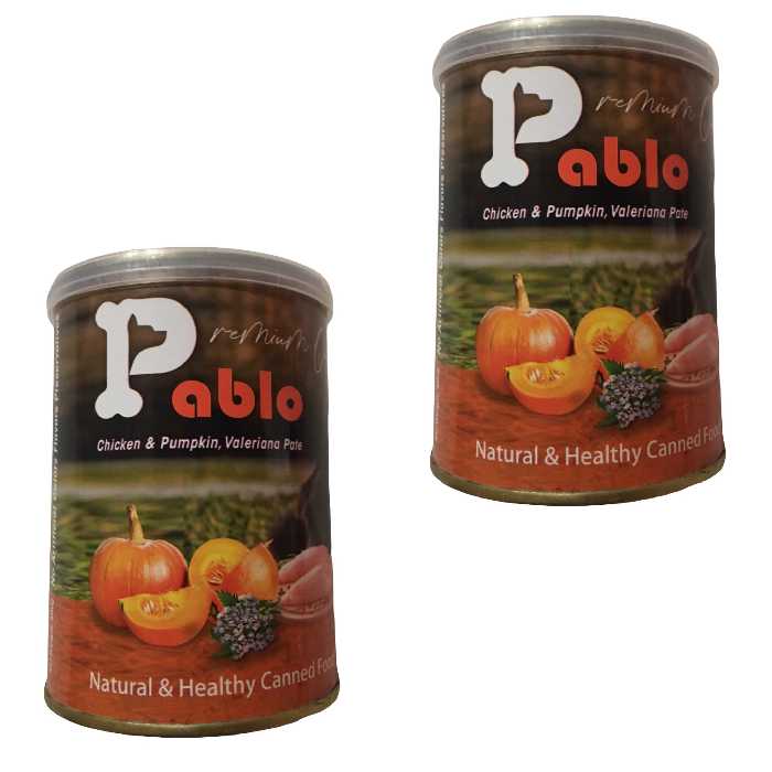 کنسرو غذای گربه پابلو مدل مرغ و کدو تنبل و سنبل الطیب وزن 800 گرم بسته 2 عددی