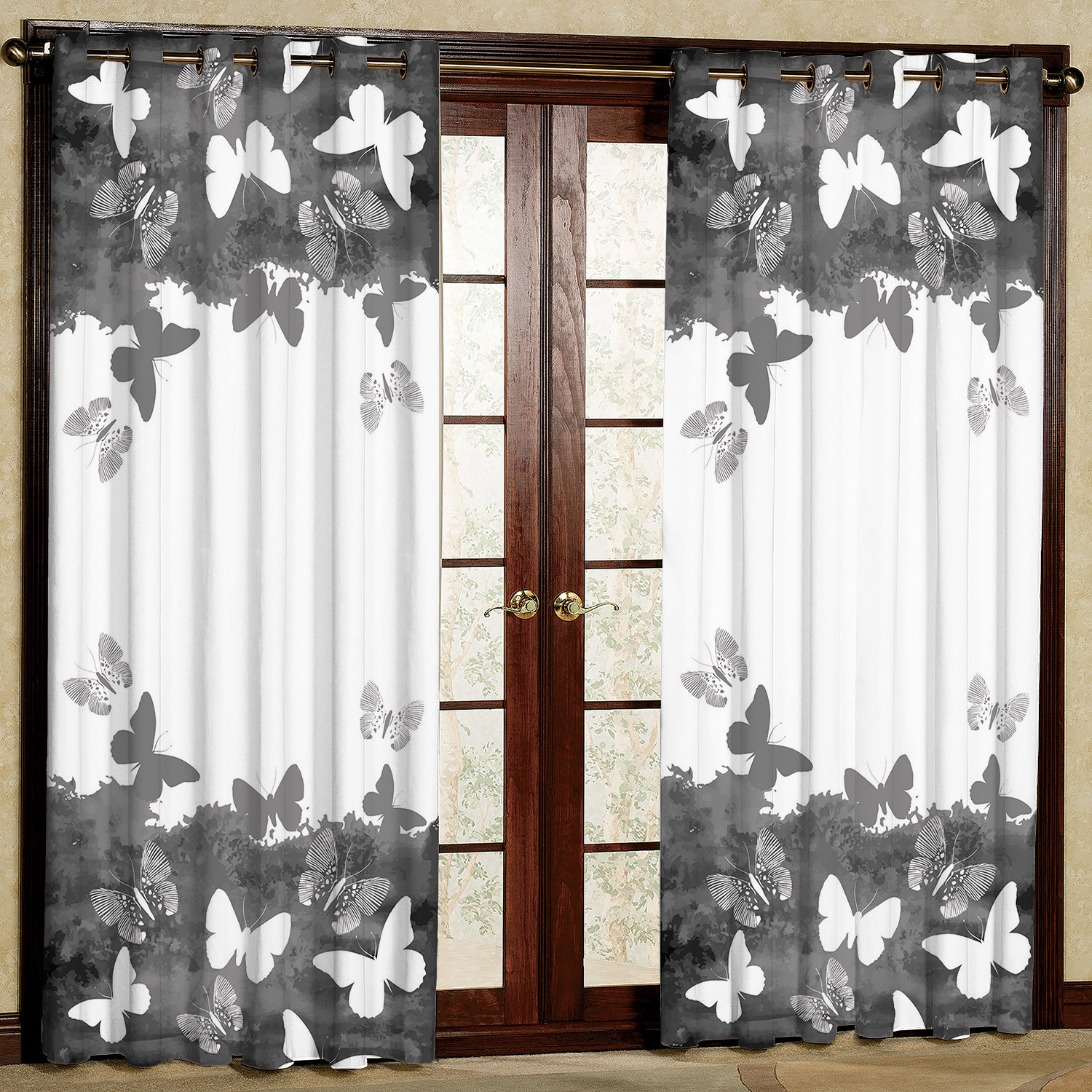 پرده مدل پروانه مخمل پانچی کد 1371R سایز 140x280 سانتی متر