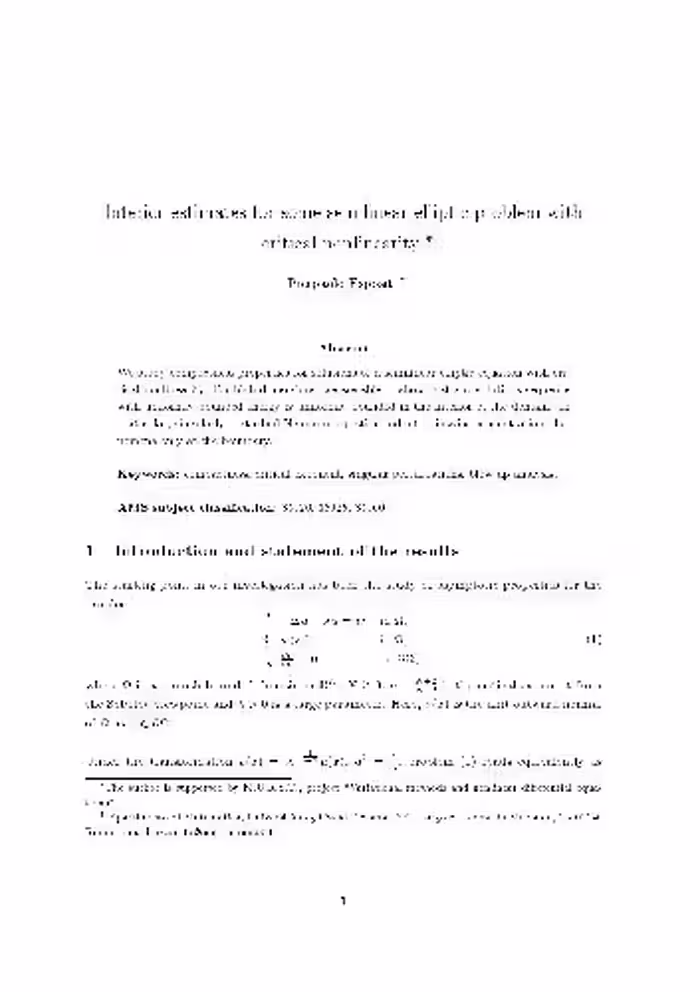 خرید و دانلود نسخه کامل کتاب Interior estimates for some semilinear elliptic problem with critical nonlinearity