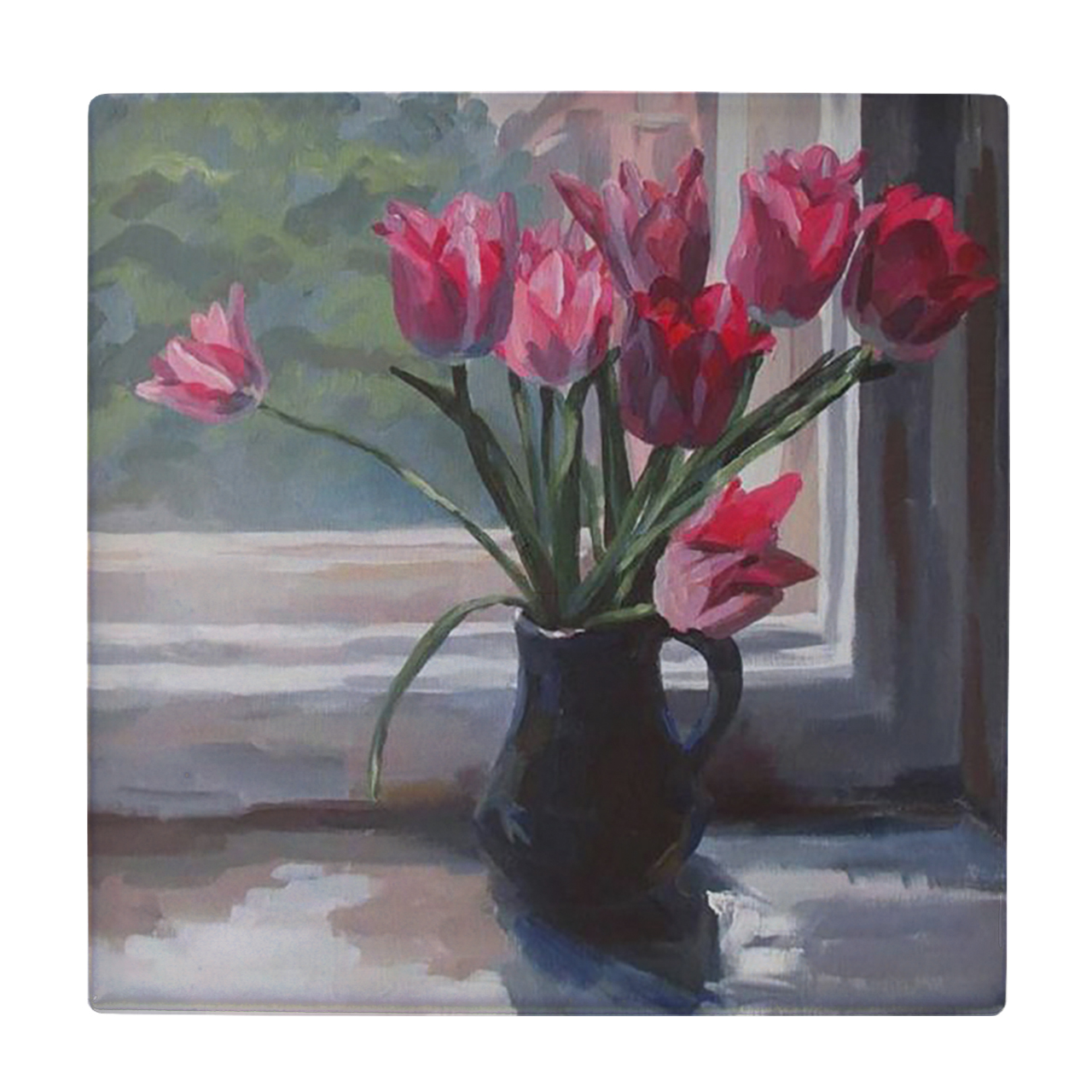 کاشی کارنیلا طرح نقاشی گل لاله مدل لوحی کد WKB959 