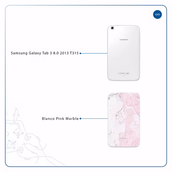 برچسب پوششی ماهوت مدل Blanco-Pink-Marble مناسب برای تبلت سامسونگ Galaxy Tab 3 8.0 2013 T315