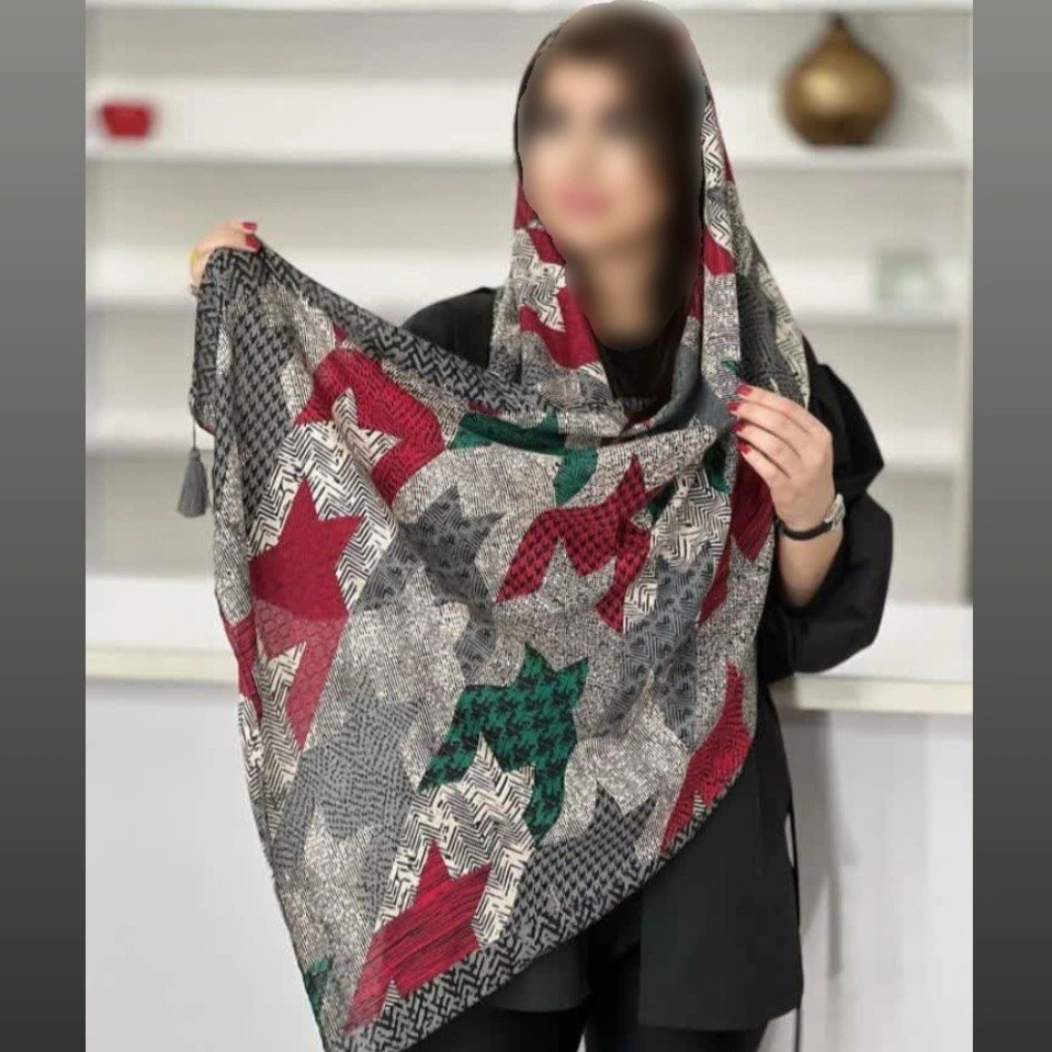 شال زنانه کاملا نخی منگوله دار  قواره  70 در 190
