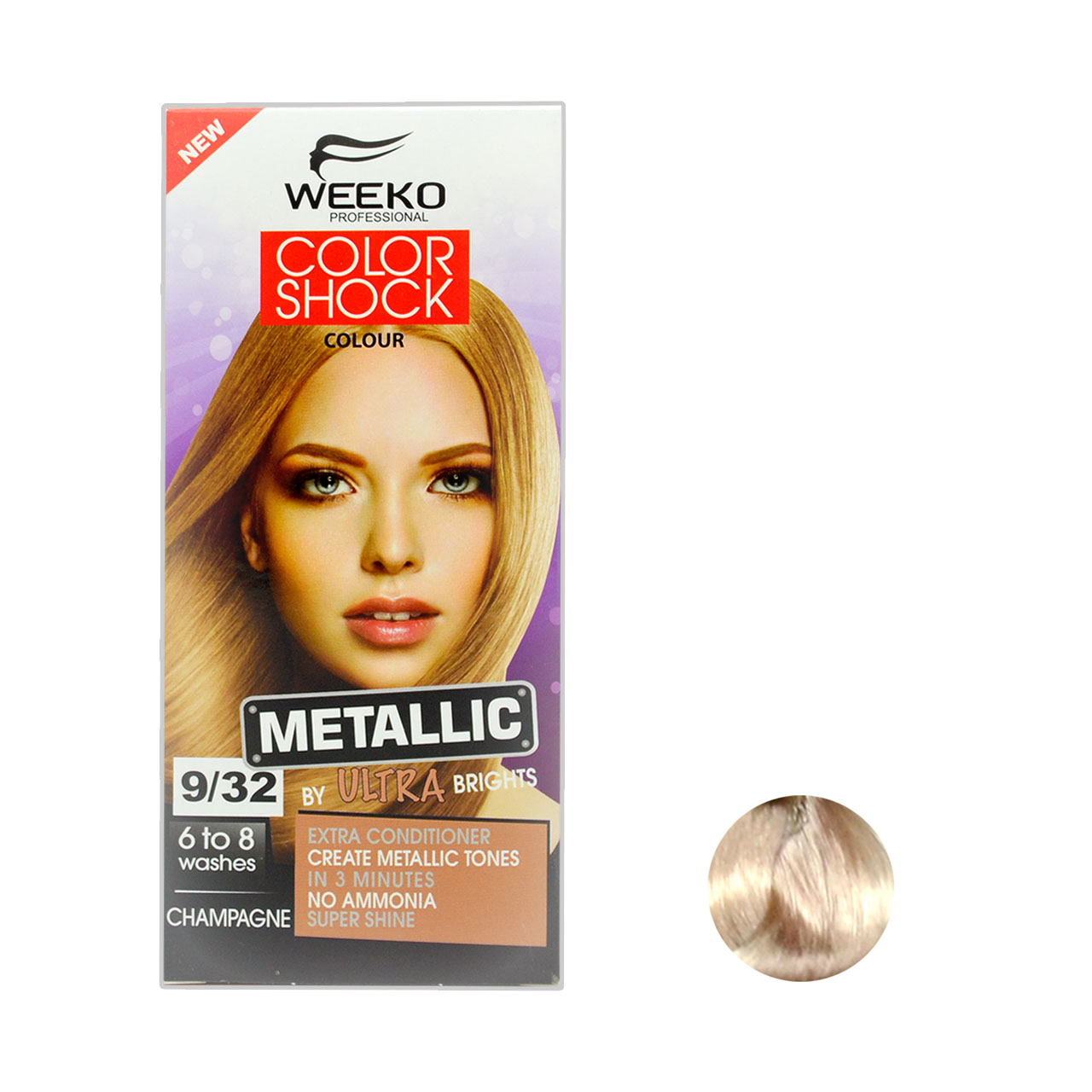 کیت رنگ مو ویکو مدل color shock شماره 9/32 حجم 80 میلی لیتر رنگ طلایی