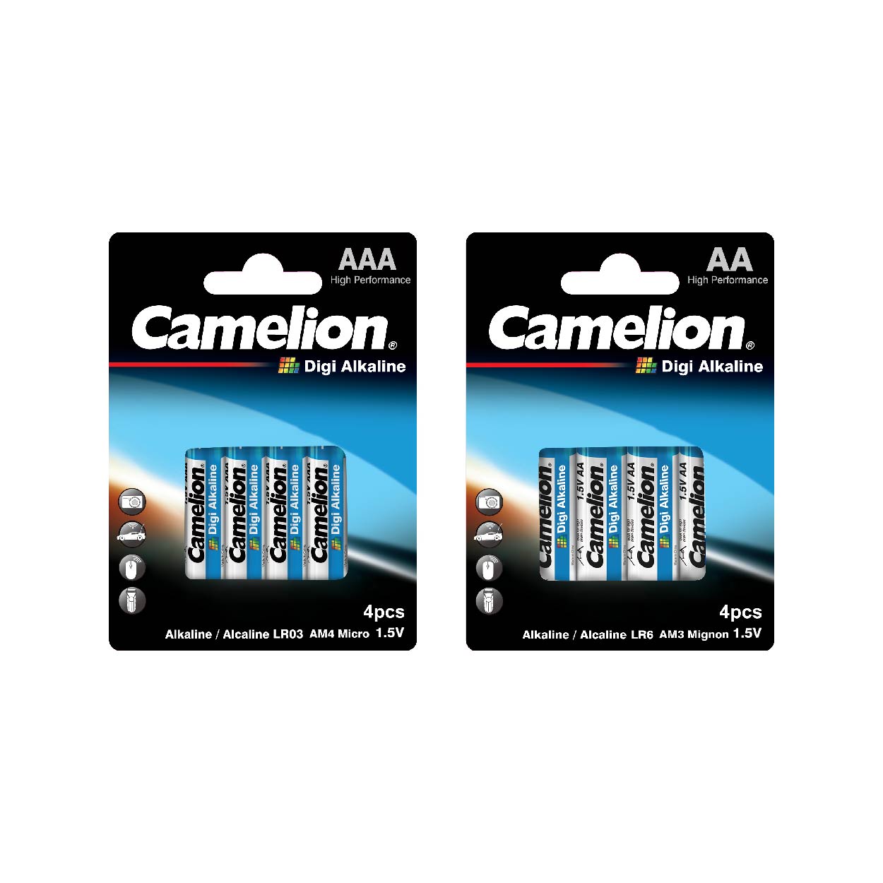 باتری قلمی و نیم قلمی کملیون مدل Digi alkaline مجموعه 8 عددی