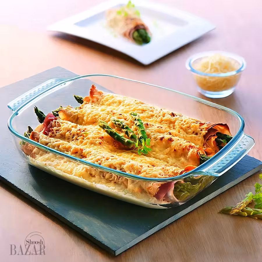 تابه مستطیل پیرکس مدل کلاسیک سایز 22*34