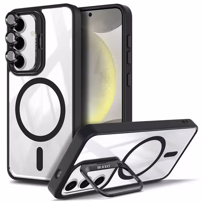 قاب اورجینال Samsung Galaxy S24 FE مگ سیف دار مدل Metal Stand   محافظ لنز رینگی ست