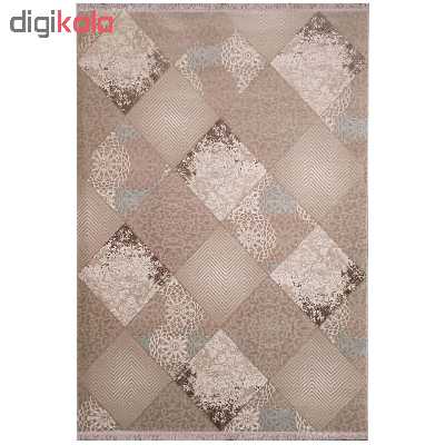 فرش ماشینی زمرد مشهد طرح HA01 زمینه بژ آبی