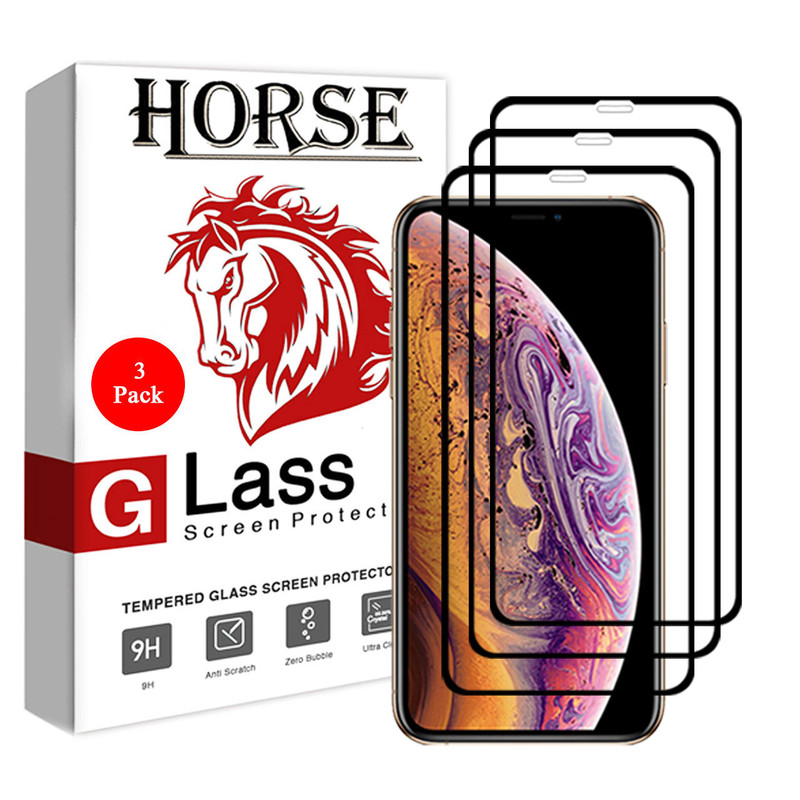 محافظ صفحه نمایش 5D هورس مدل FAG مناسب برای گوشی موبایل اپل iPhone XS بسته سه عددی | کالا برتری