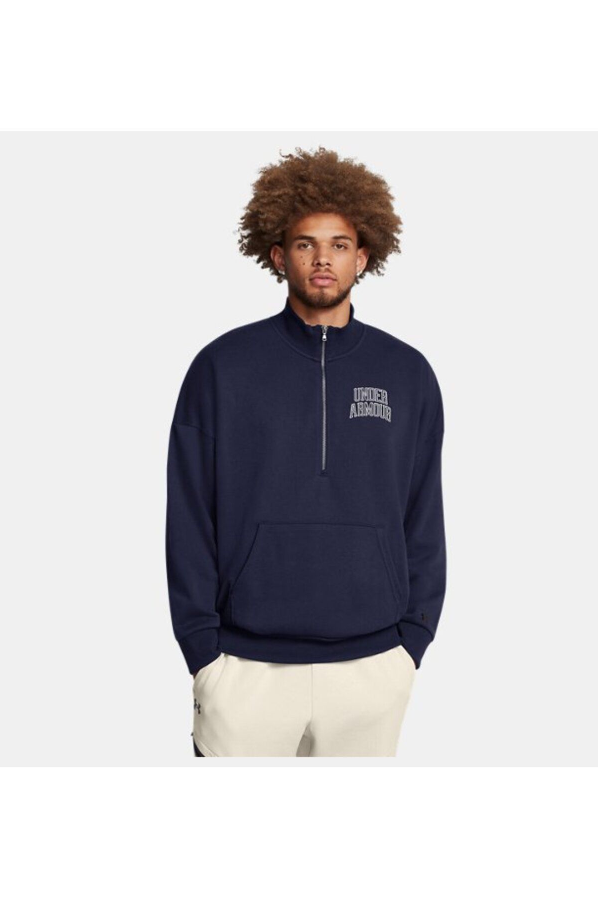 سویشرت ورزشی مشکی مردانه نماد UA سنگین وزن 1 2 410 Under Armour