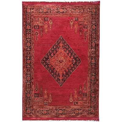 فرش ماشینی زمرد مشهد مدل کهنه نما زمینه لاکی