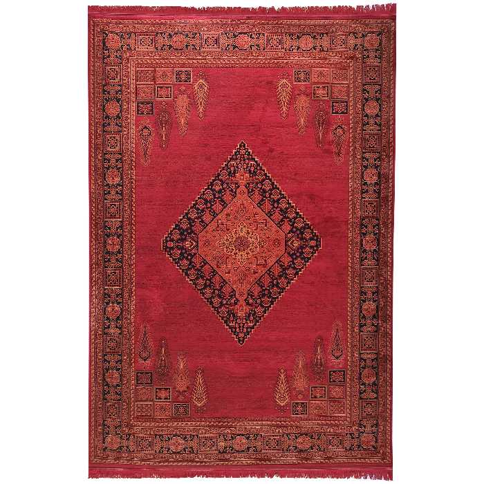 فرش ماشینی زمرد مشهد مدل کهنه نما زمینه لاکی