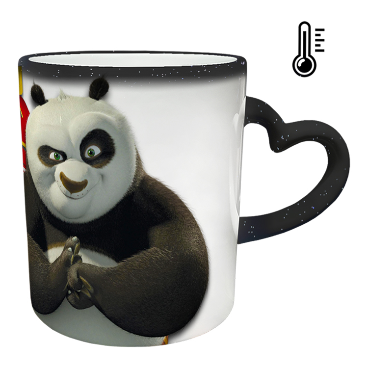 ماگ حرارتی مدل دسته قلبی اکلیلی طرح پاندا کنگ فو کار کد 72