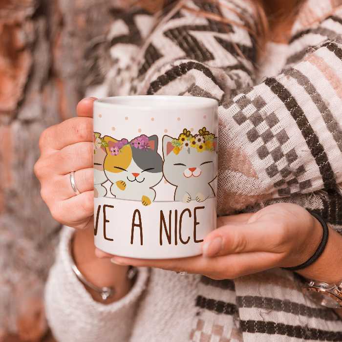 ماگ طرح گربه‌های دوستداشتنی مدل have a nice day