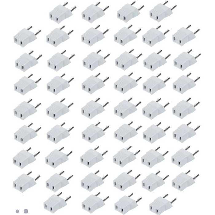 تبدیل دو شاخه برق 2 به 2 سفید بسته 50 عددی