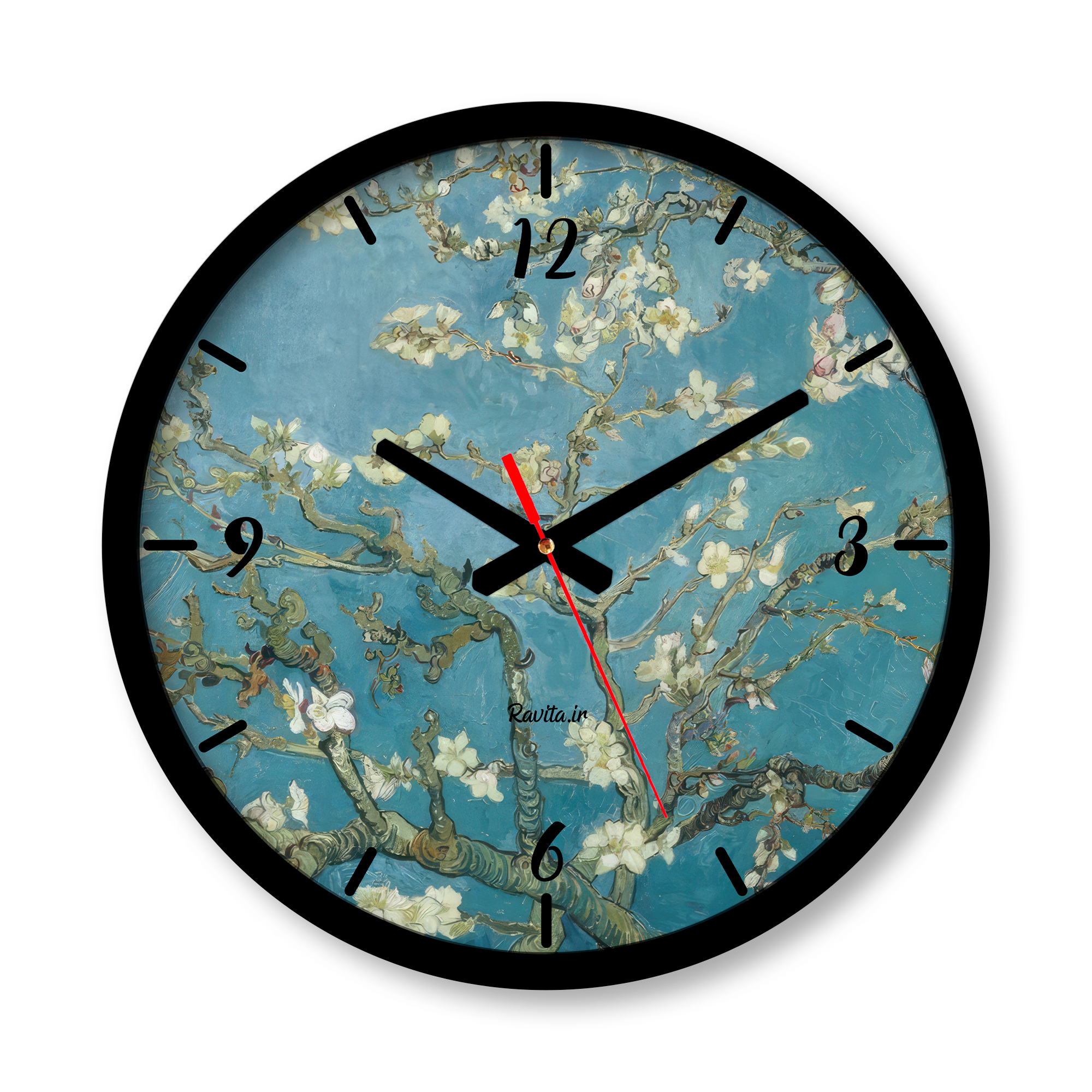 ساعت دیواری بزرگ راویتا طرح نقاشی شکوفه بادام – ون گوک کد 3559