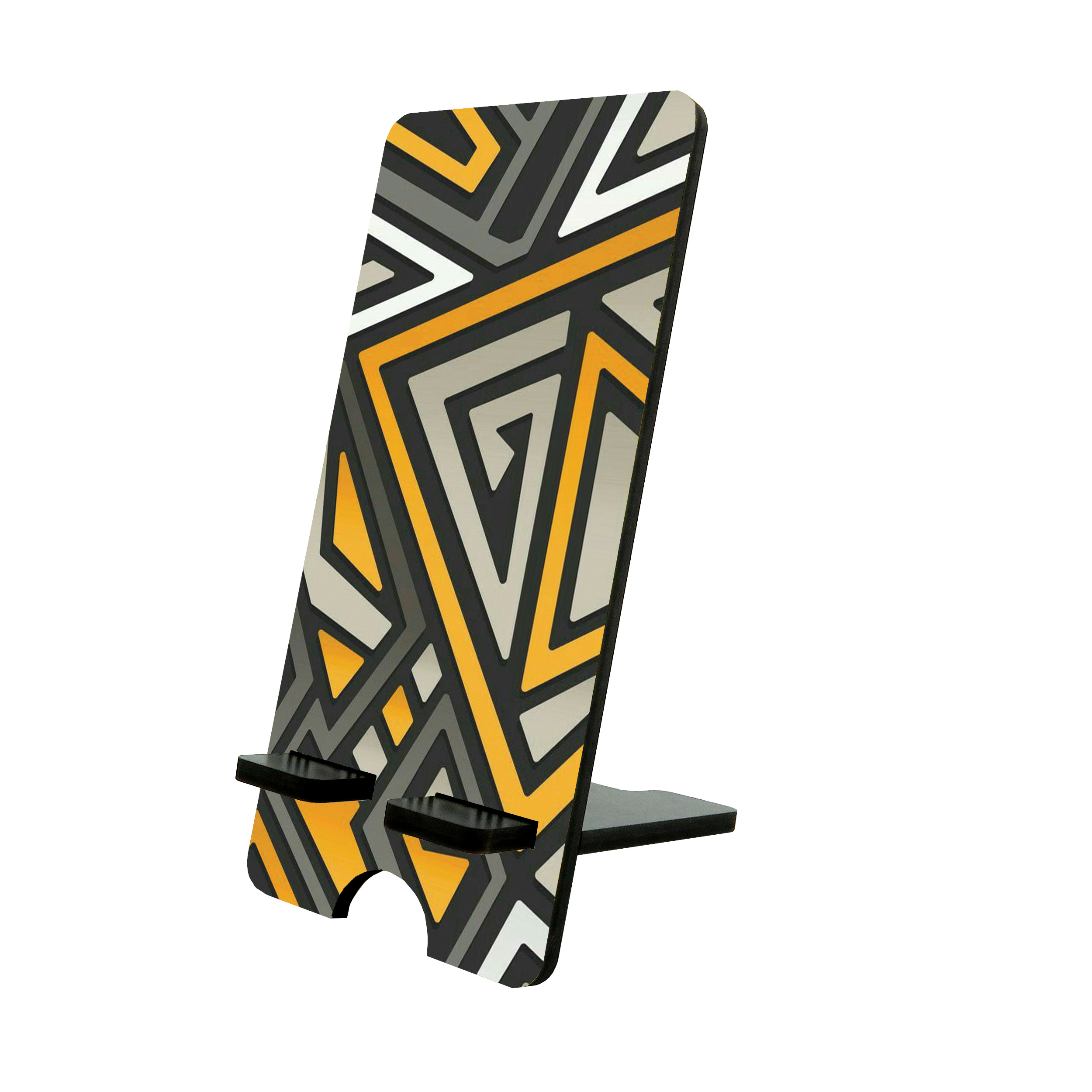 پایه نگهدارنده گوشی موبایل و تبلت طرح گرافیکی رنگی زرد و طوسی کد 0084560 