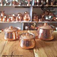 دیگچه نوزادی مسی دسته دار چکشی تولید زنجان ( 3 سایز )