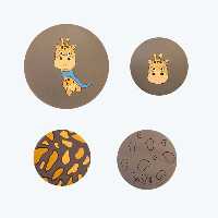 بشقاب دیوارکوب سفالی طرح زرافه مجموعه 4عددی