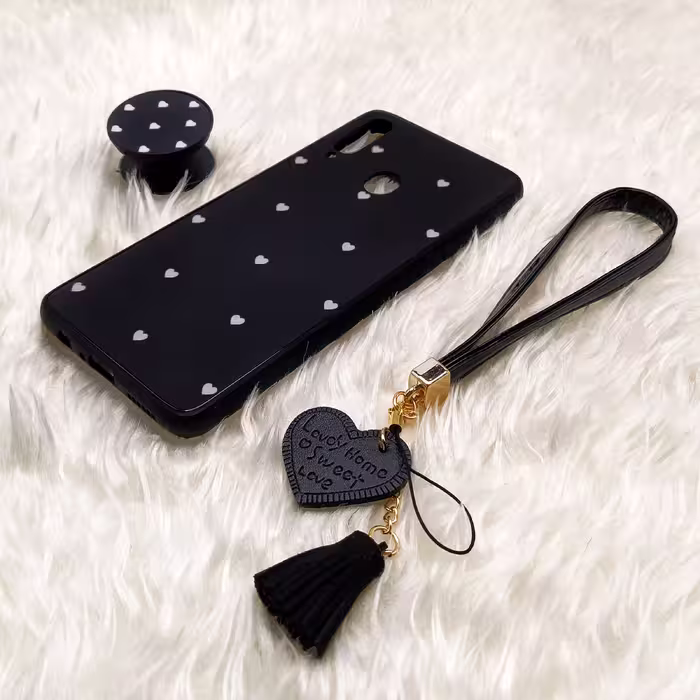 کاور مدل قلب کد 03 مناسب برای گوشی موبایل سامسونگ Galaxy A20s به همراه بند و پایه نگهدارنده