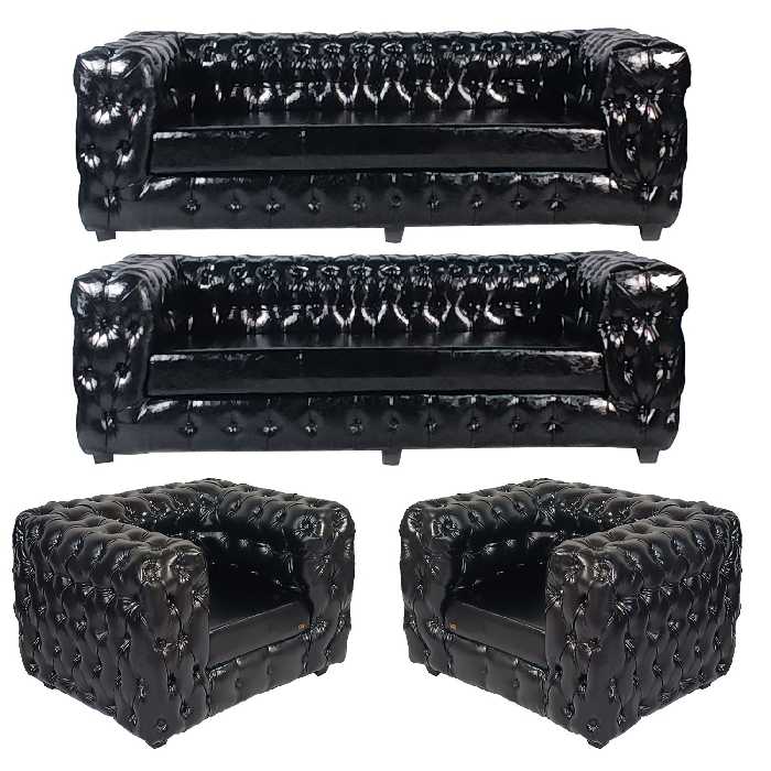 مبل اداری پارسین مدل چستر تمام لمسه مشکی ست هشت نفره 