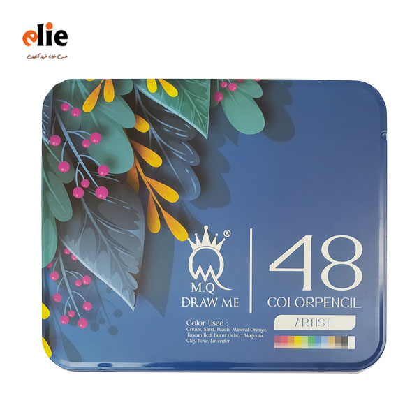 مداد رنگی 48 رنگ جعبه فلزی ام کیو طرح 001