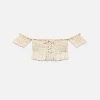 کراپ تاپ زنانه زارا STRAPLESS CROP TOP WITH RUFFLES | تهران زارا TehranZara