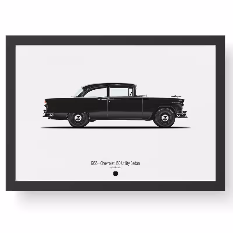 تابلو مدل Chevrolet 150 Utility Sedan Black 1955 | دنیای قاب
