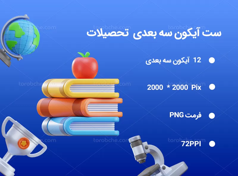 12 آیکون 3D تحصیلات | گرافیک با طعم تربچه